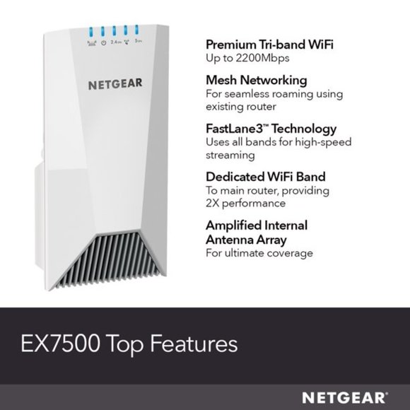 Netgear Nighthawk X4S AC2200 Tri-Band WiFi Mesh Range Extender // Model EX7500 - Picture 4 of 10